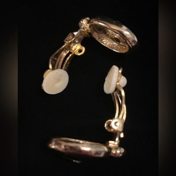 Black enamel and rhinestone earrings​ - Picture 5 of 5